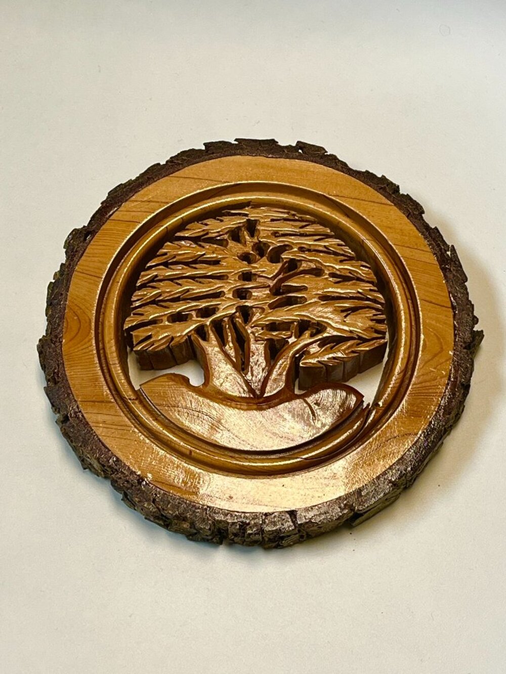 NWOT Cedar of Lebanon Hand-Carved Cedar Tree Souvenir w/ Hanger